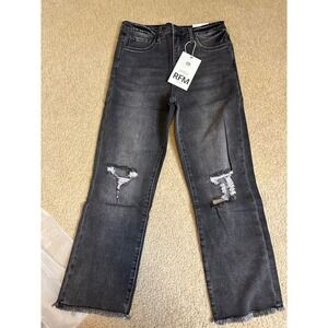 Alexander Jane x RFM Dylan Straight Leg Distressed Black Jeans Size 9/29 NWT